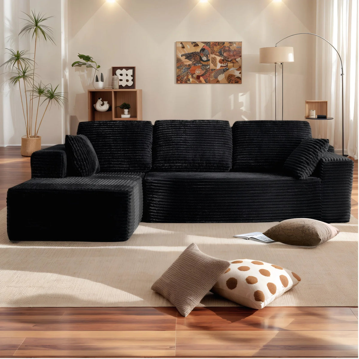 L-Shaped Sectional Sofa 95.7" with Chaise, Oversized Cloud Couch