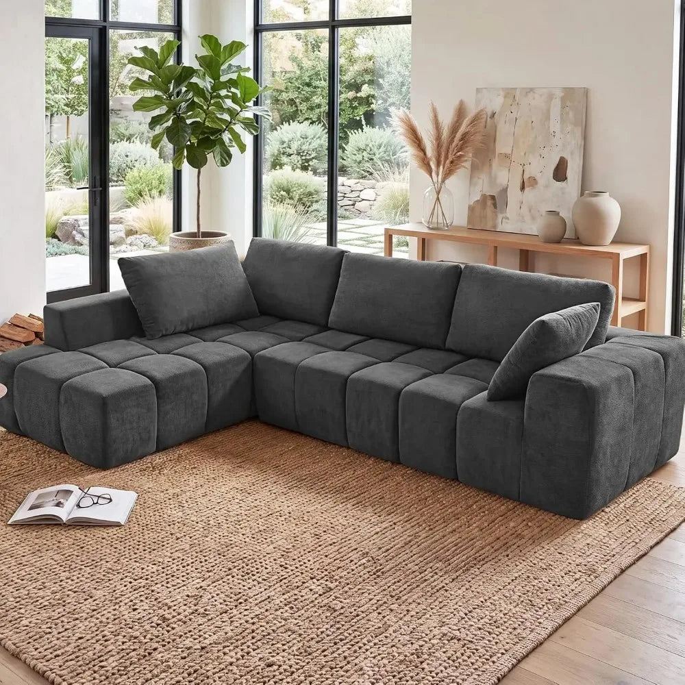 L-Shaped Modular Sectional Sofa 116" Oversized Deep Seat, Chenille