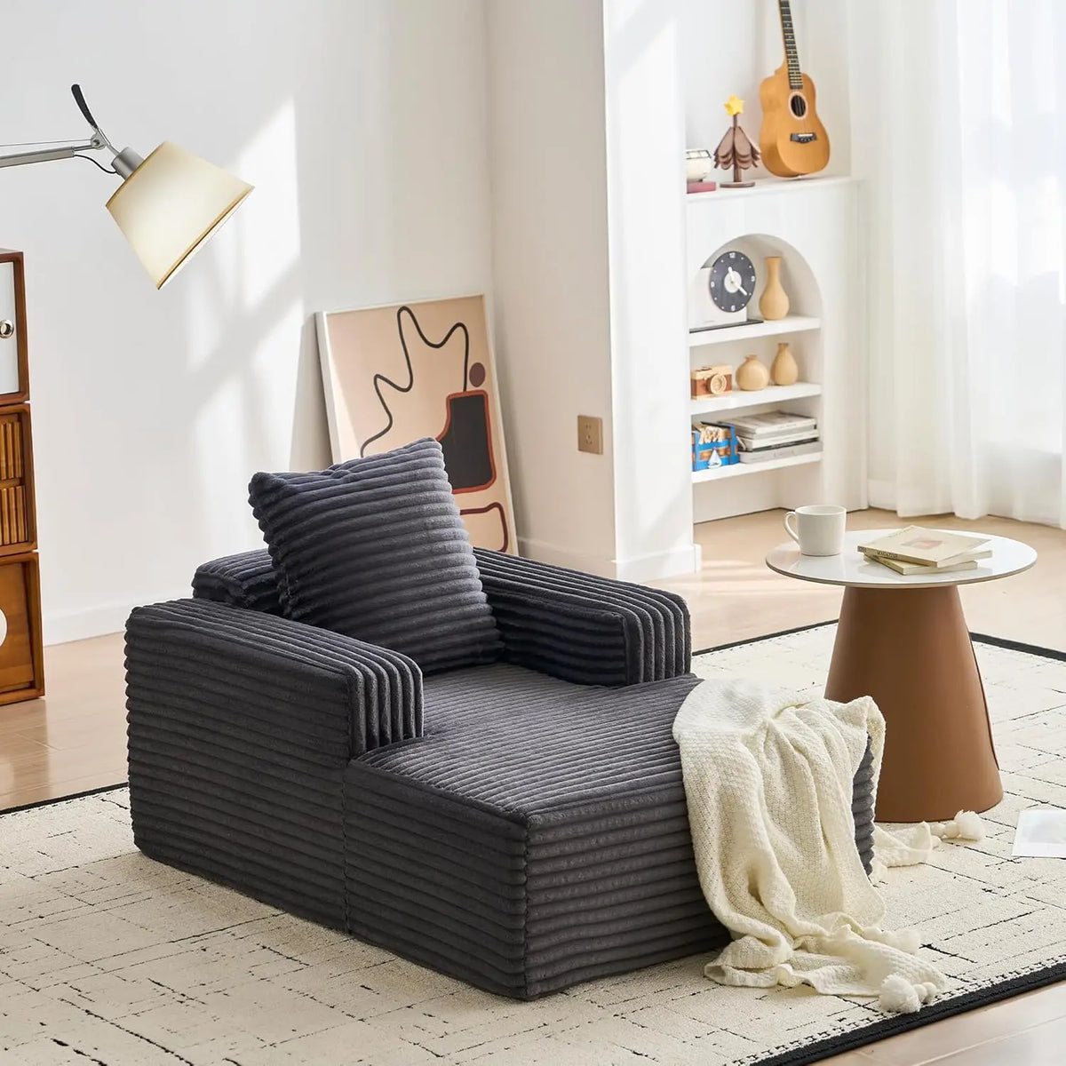 Chaise Lounge Chair 45" Deep Seat Reading Chair, Corduroy